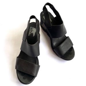 Sorel Joanie Black Wedge Sandals